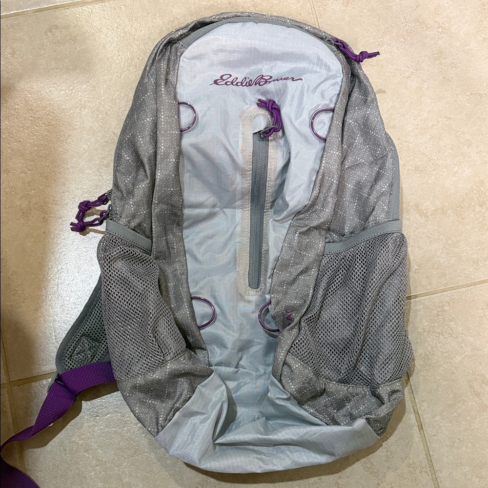 NWT Eddie Bauer Silver and Purple Backpack